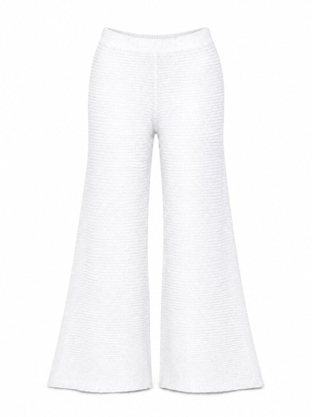 Sincerely Jules Size XL White Textured Wide Leg Flare Pants Boho Resortwear Chic